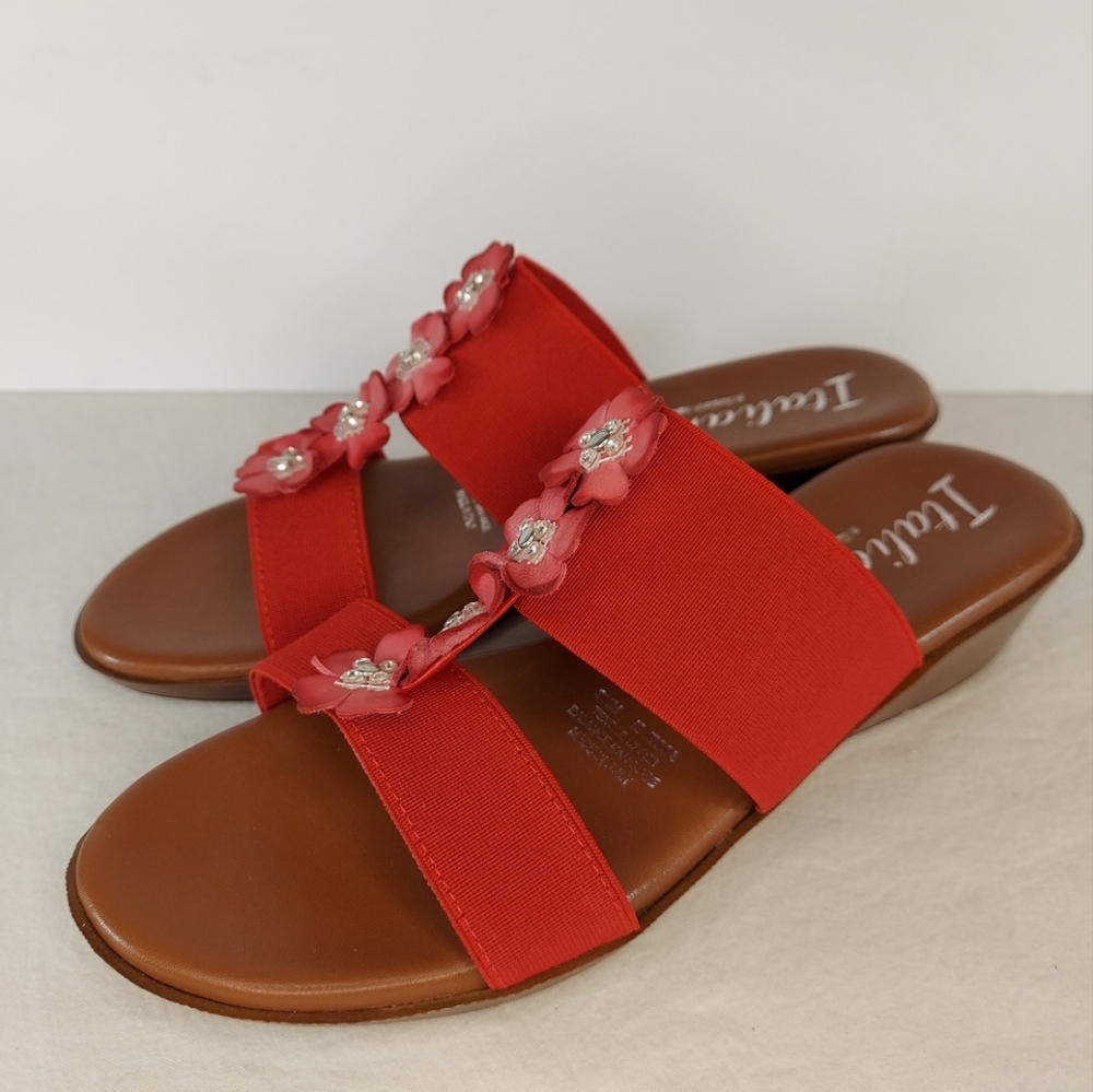 Italiana By Italian Shoemakers Red Wedge Sandals IS Jessa Women's Size 9.5 9 1/2
